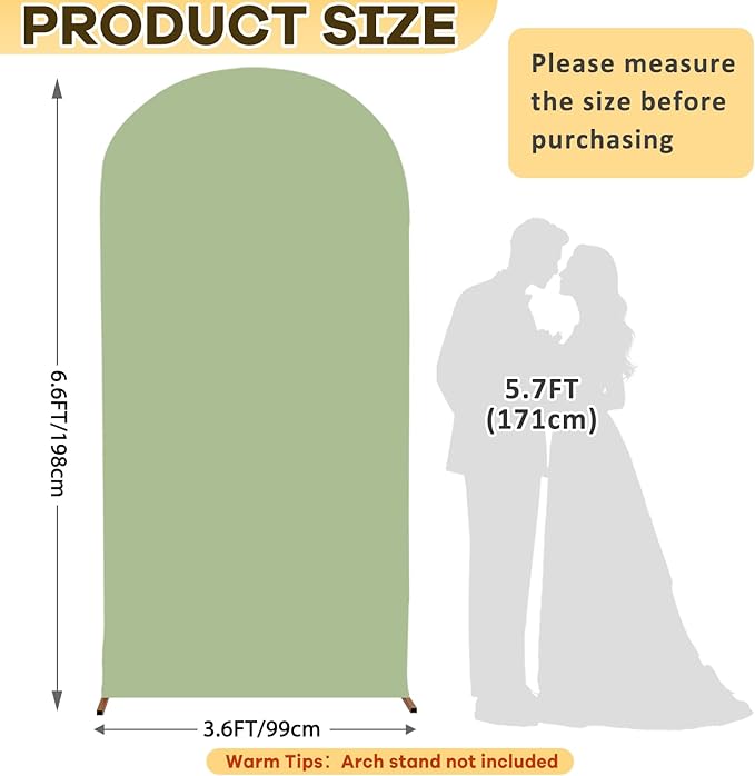 6.6FT Wedding Arch Cover Sage Green Spandex Arch Backdrop Covers 2-Sided Balloon Arch Cover Spandex Fitted Wedding Arch Stand Covers for Party Ceremony Banquet Decoration