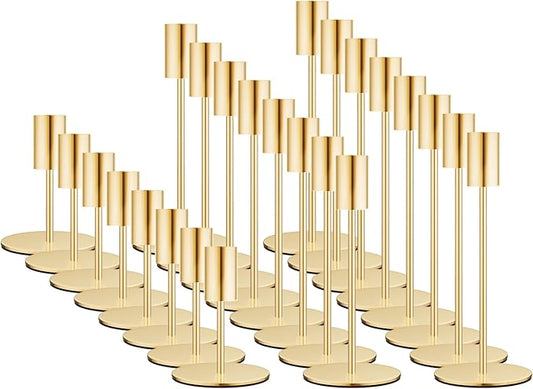 zeochyni Set of 24 French Gold Taper Candle Holders Bulk Candlestick Holders, Decor Candle Stick Candle Holder for Table or Mantel Centerpiece, Wedding, Dinning, Party Home Decor