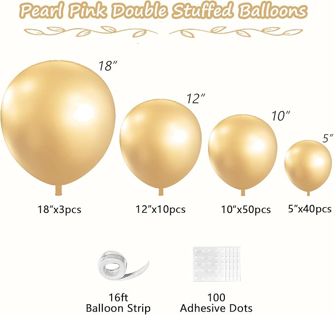 108Pcs Gold Balloons Different Size, 18/12/10/5 inch Chrome Metallic Gold Balloons Garland Arch kit for Birthday Baby Shower Wedding Graduation Party Decoration
