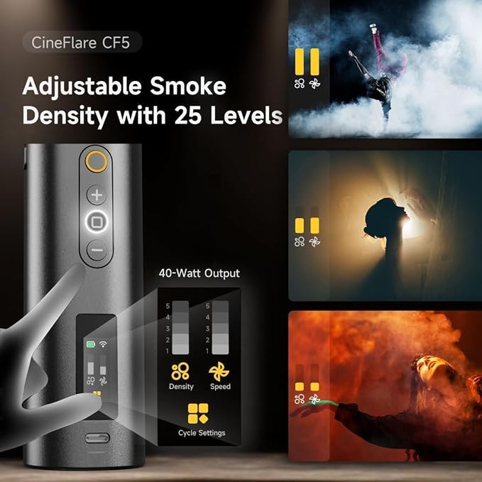 Colbor CF5 Portable Fog Machine with Magnetic RGB Color Light Battery Powered Portable Smoke Machine Handheld Fog Machine w/Remote Control Fogger for Parties Stage Effects