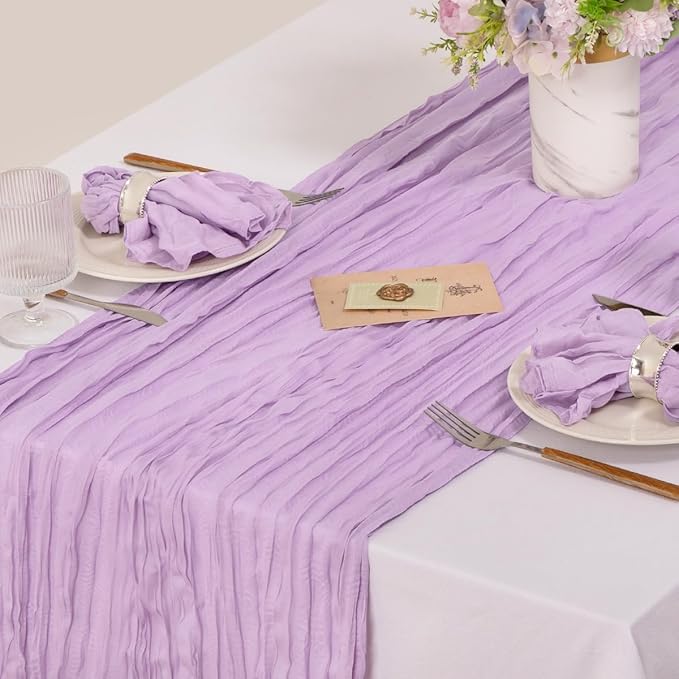 MLMC 10 Pack Lilac Purple Cheesecloth Napkins Bulk Washable Cloth Napkins Set of 10 21"x21" Rustic Boho Lavender Gauze Dinner Table Napkins for Wedding Bridal Shower Family Gathering Decor