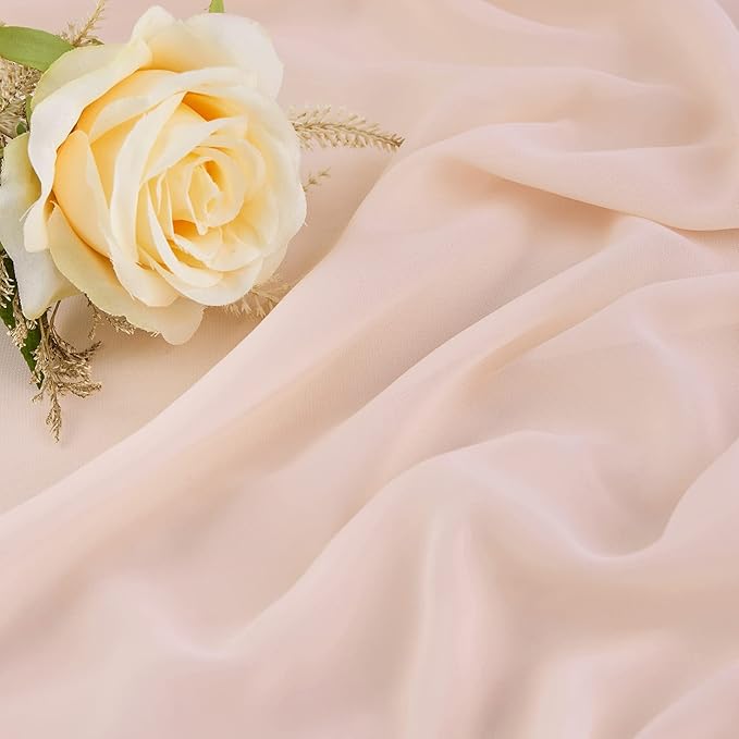 10 Feet Chiffon Table Runner Light Peach 10 Packs 14x120 Inches Chiffon Table Fabric for Spring Wedding Ceremony Baby Shower Party Table Decoration