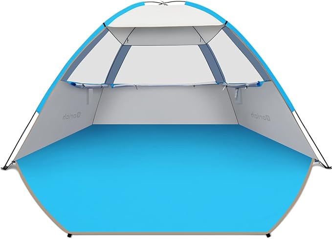 Gorich Beach Tent Sun Shelter for 3/4/6/8/10 Person with UPF 50＋ UV Protection, Lightweight & Easy Setup Beach Shade Canopy, Portable Beach Shade Tent Beach Cabana