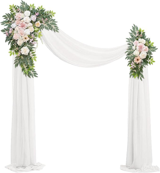 Wedding Arch Flowers with Drapes (Set of 3) Decor and Wedding Arch Draping Artificial Flower Arrangements Wedding Decorations for Reception Wedding (Light Pink)