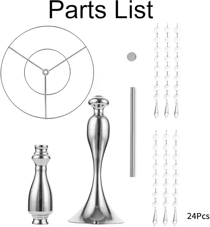Silver Vase Stand Table: 21.3in Wedding Centerpieces, Set of 2 | High End Crystal Design Vase Stand for Wedding Party Reception Birthday Event Home, Tall Table Center Piece