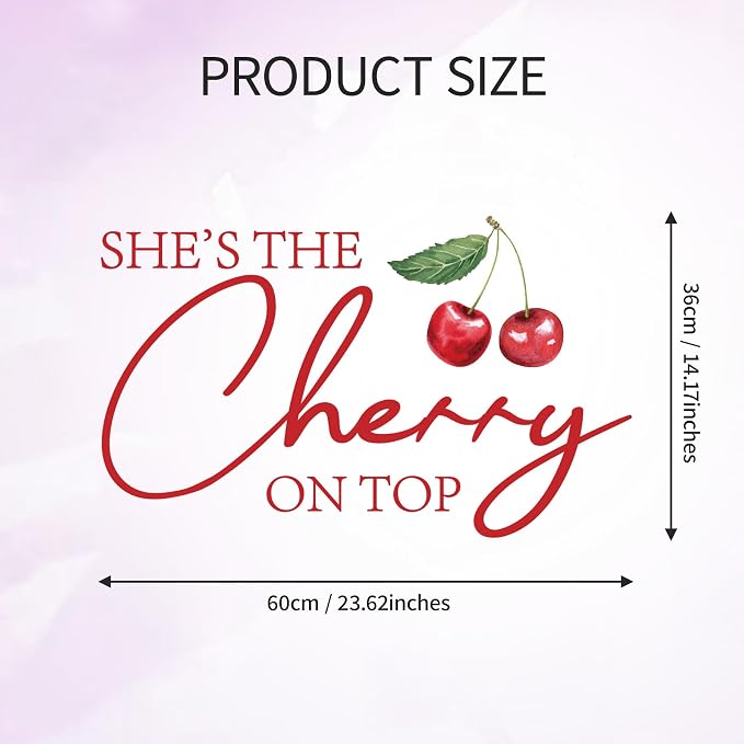 Cherry On Top Baby Shower Decorations - Shes The Cherry On Top Decal for Balloons Arch Backdrop, Red First Birthday Sweet Girl Birthday Party Decorations, 1st Party Supplies Banner for Girls