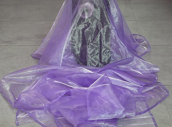 MDS Pack of 5 Yard Sheer Organza Fabric for Wedding Party Home Event Banquet Decorations, Backdrop Curtain Craft Dress Sewing Fashion DIY Crystal Organza Tulle Fabric Bolt 44” Wide - Lavender