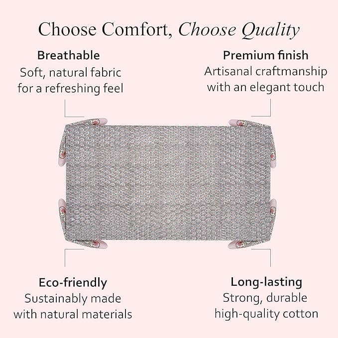 CPC Tablecloth 100% Cotton 80x120 Inch Indian Block Print Rectangle Table Cover, Blue Table Cloth for Weddings, Spring/Summer, Barbeque - Labra Grey