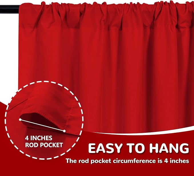 MEETSKY Red Backdrop Curtains for Party Christmas Day Wedding Ceremony Red Curtains Fabric Photography Backdrop Drapes for Birthday Party Baby Shower,5ft x 10ft,2 Panels