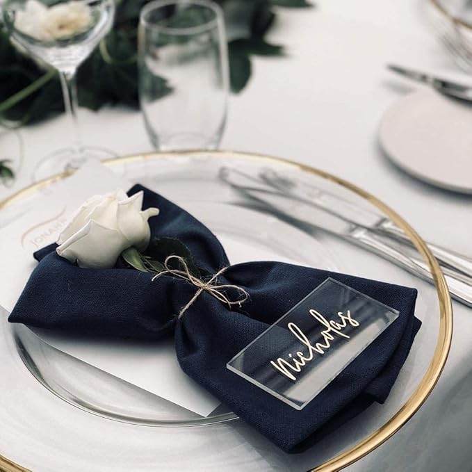 50 Pcs Clear Acrylic Place Cards for Weddings, Rectangle Acrylic Blanks DIY Handwritten Calligraphy Escort Cards Seating Names and Wedding Table Decor, 3 1/2 x 2 inch
