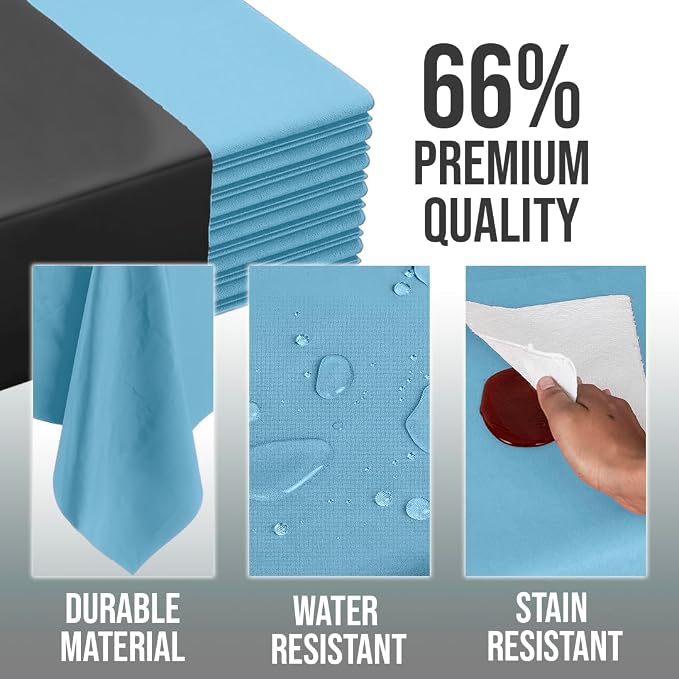 Exquisite Sky Blue Round Tablecloths Plastic Table Cloth Disposable 48 Pack 84" Inch Round Table Cloth Disposable Sky Blue Tablecloths Plastic Tablecloth Indoor/Outdoor Tablecloth Party Supplies