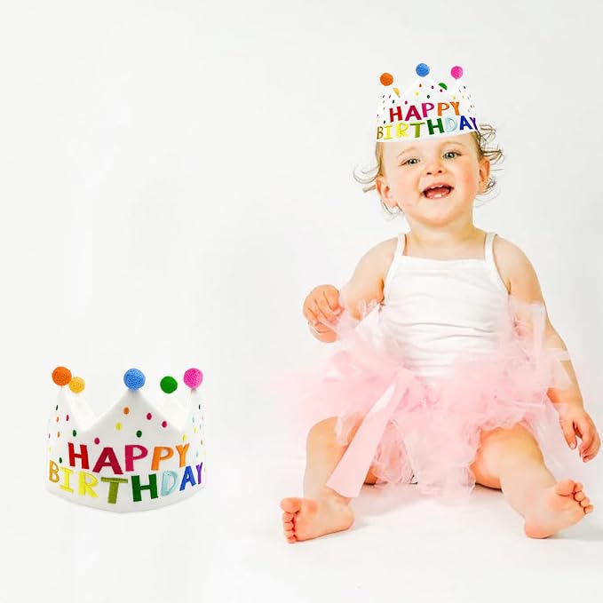 Personalized Hand Embroidered Birthday Hats Unique Happy Birthday Crowns Cute Party Hat for Boy Girl Fit All Ages