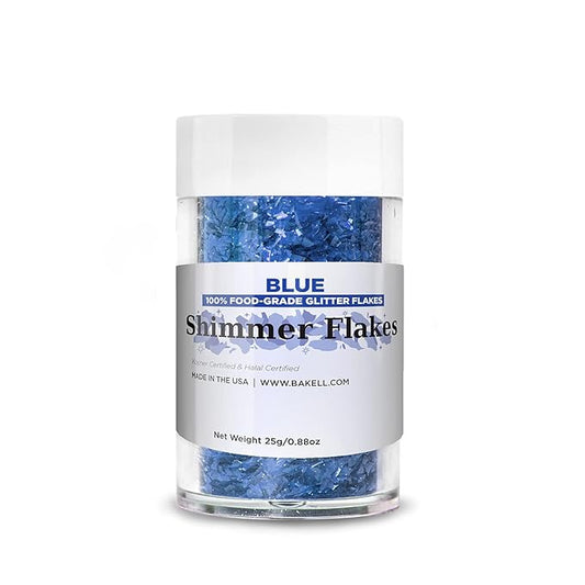 Bakell's Blue Shimmer Flakes - (25 gram 1x Jar) | Irresistible Edible Glimmering Flakes for All Your Confections!