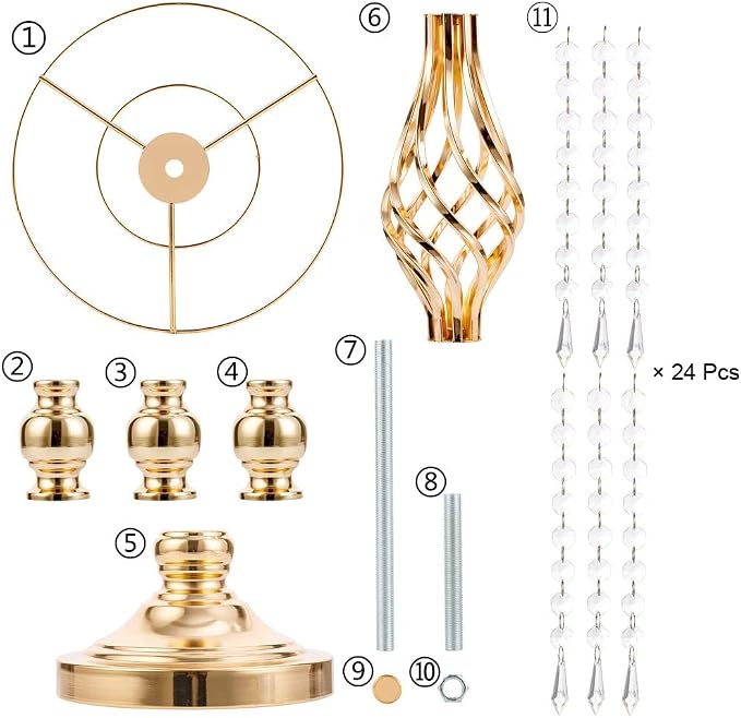 Gold Vases Centerpieces for Wedding: 19.3" Tall Flower Stand with Crystal Patent for Table Center Piece Party Event Set of 10