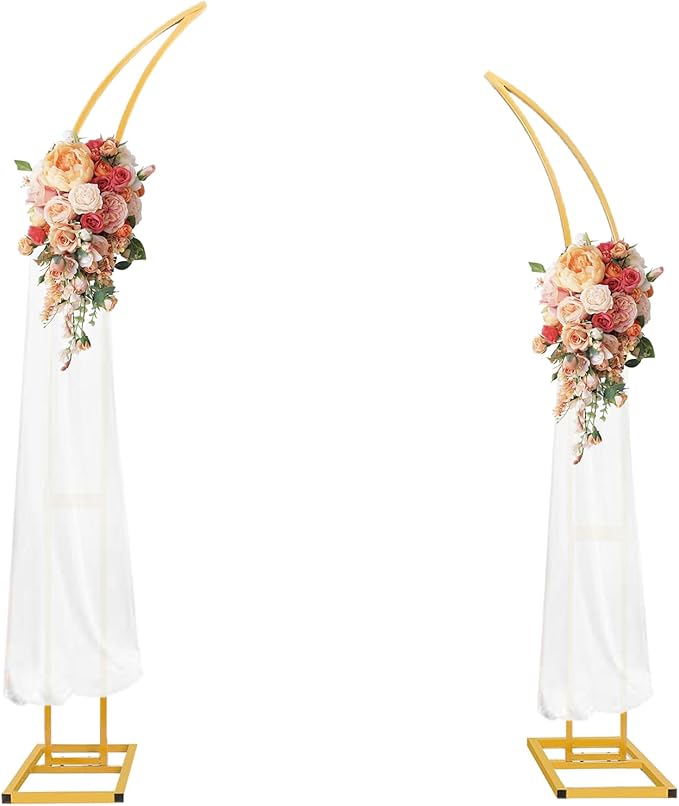 Curved Large Metal Arch Backdrop Stand, Set of 2 Wedding Arch Stand Flower Arch Stand Backdrop Arch Floral Wedding Arches for Ceremony Birthday Anniversary Valentine'S Day Decorations(6.9FT & 6.2FT)