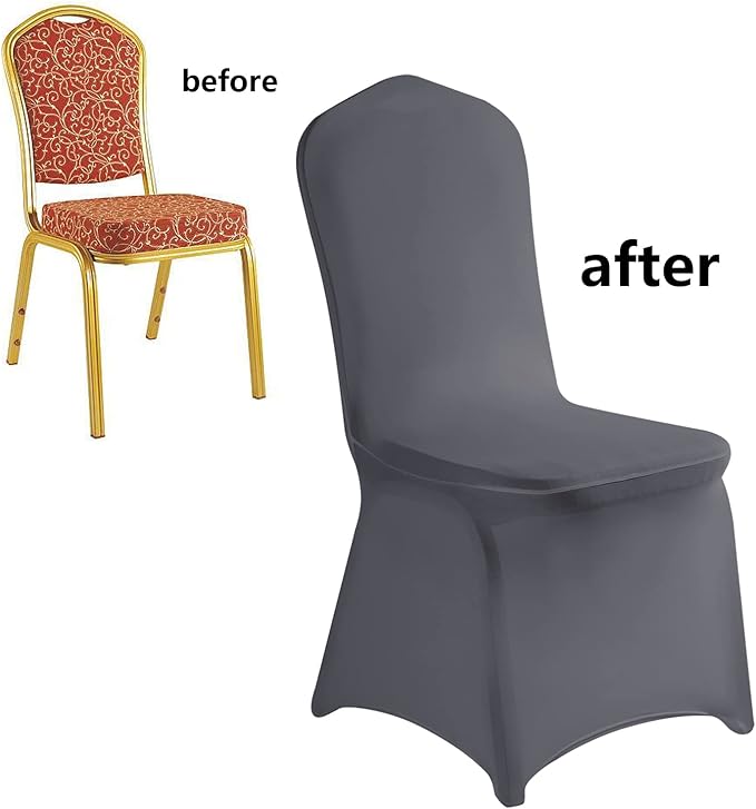 LZY 20pcs Spandex Chair Cover Stretch Slipcovers for Wedding Party, Dining Banquet Chair Decoration Covers (Gray, 20)