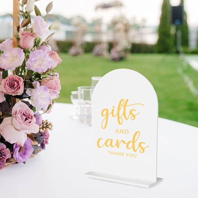 6 Pcs Wedding Sign Decor, Ceremony Sign, Wedding Sign for Reception & Event Party,Bridal Shower Decorations, Wedding Table Sign Accessories for Anniversary and Event 5x7 Inch White Gold