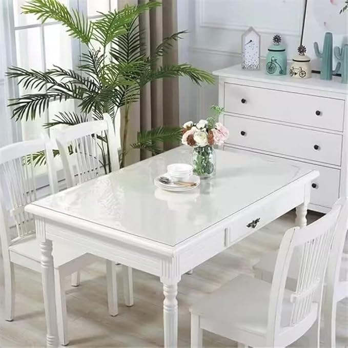 Royhom Clear Table Protector 18 x 60 Inch - 2mm Thick Plastic Table Cover, Clear Table Cover Protector Rectangle, Waterproof PVC Desk Mat for Coffee Table, Writing Desk, Dining Room, Dresser