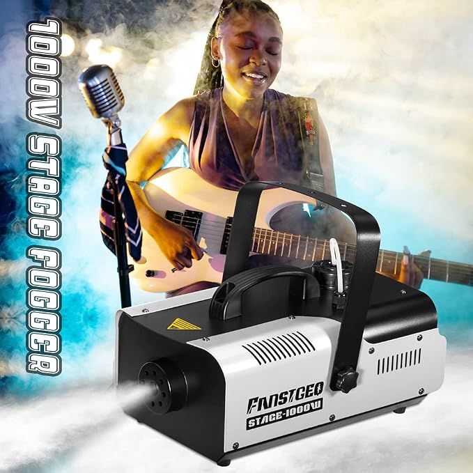Fog Machine 1000W with Wireless Remote Control and Manual Control, Professional Stage Smoke Machine for DJ Concert Halloween
