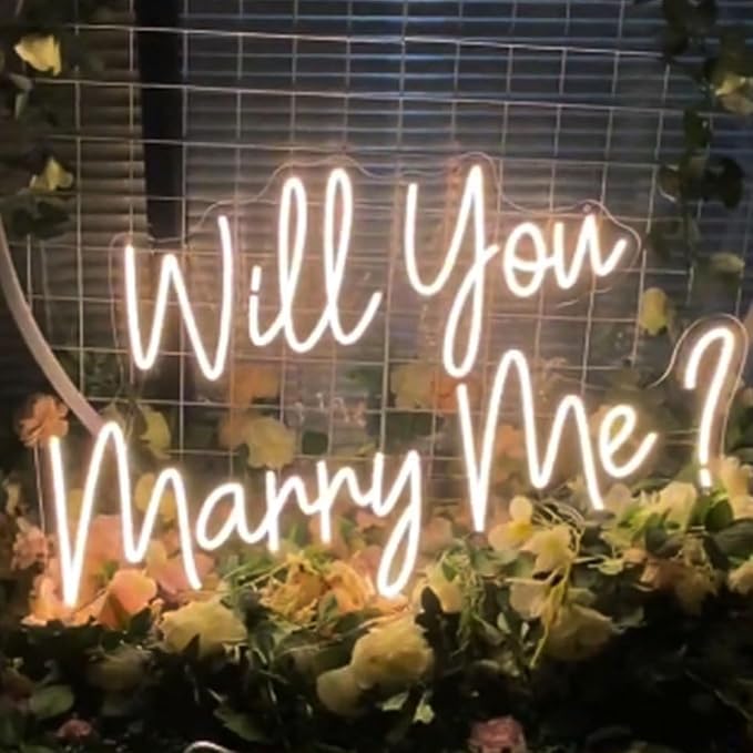 XIMAQIS-Will You Marry Me Neon Sign -Size:25inch- Custom Neon Light Sign Wedding Led Neon Light Wedding Party Decor Wedding Backdrop Wall Decor Wedding Gift For Her Neon Art.