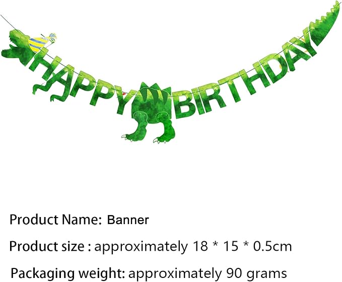 Dinosaur Birthday Party Supplies with Banner, 20 Serves Dinosaur Disposable Tableware Set with Plates, Forks, Napkins, Swirls,and Cutlery Sets for Dinosaur Themes Party Kids Years