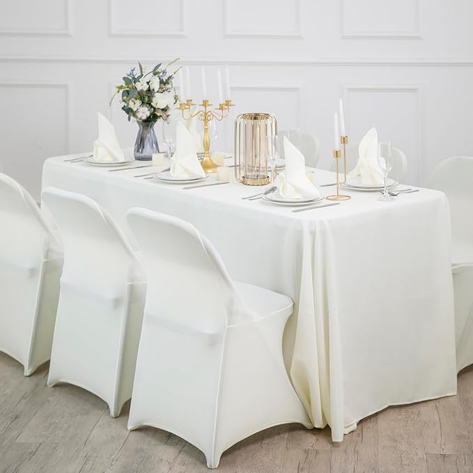 12 PCS Waterproof Stretch Spandex Folding Chair Covers, Dining Room Chair Slipcovers Protector for Wedding, Banquet, Party, Holidays, Celebration and Decoration（Ivory）