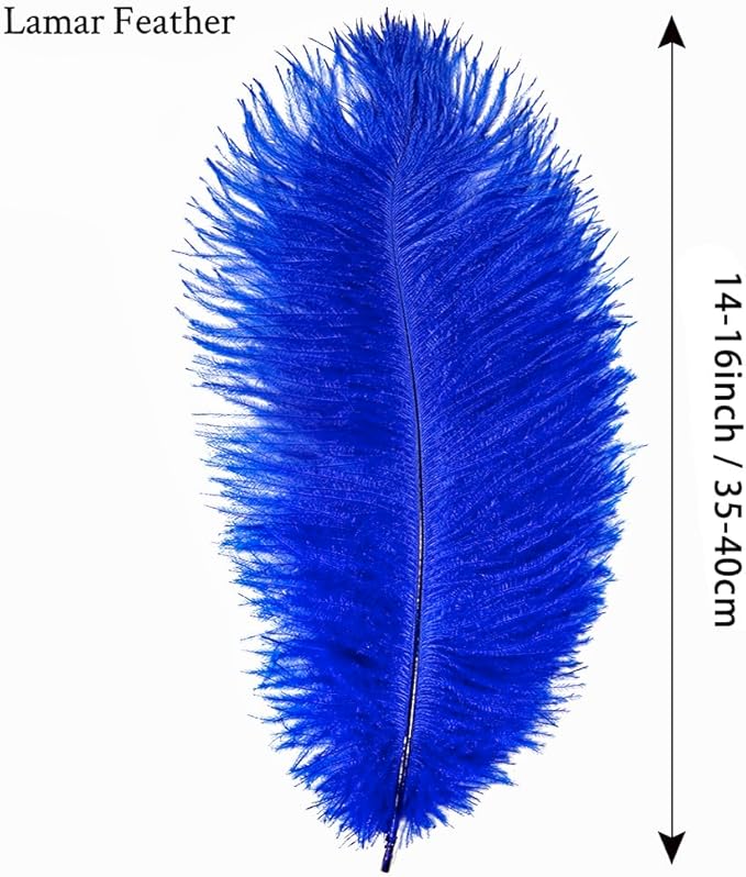 Lamar 20Pcs 14-16'' Blue Ostrich Feathersfor Wedding Centerpieces, DIY Crafts, Dream Catchers, Party Decor, Floral Arrangement, Bohemian Home Decor (Royal Blue)