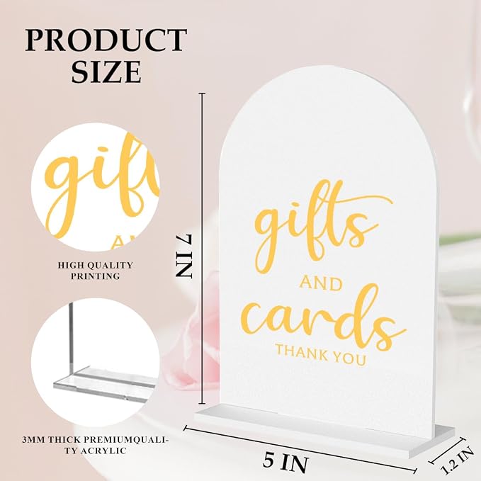 6 Pcs Wedding Sign Decor, Ceremony Sign, Wedding Sign for Reception & Event Party,Bridal Shower Decorations, Wedding Table Sign Accessories for Anniversary and Event 5x7 Inch White Gold