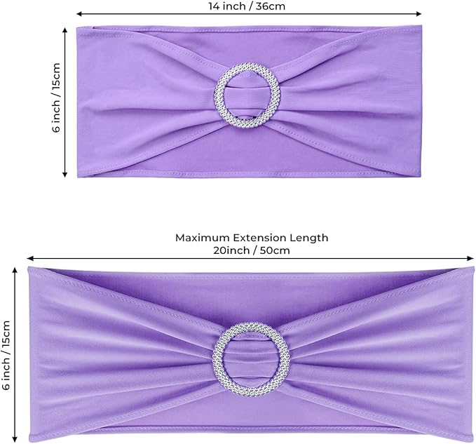 Spandex Chair Sashes Bows - Babenest 100PCS Premium Stretch Chair Cover Band with Buckle Slider Universal Elastic Chair Ties for Wedding Party Ceremony Reception Banquet Decoration (Purple)