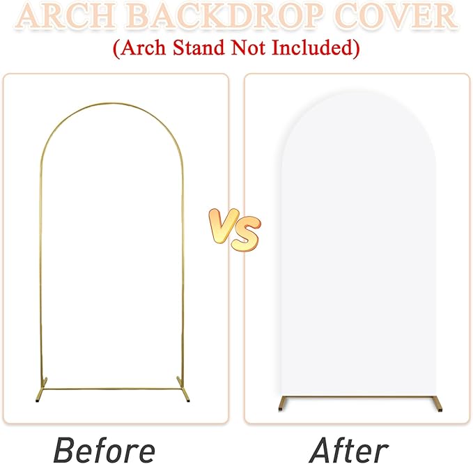 Set of 2 Wedding Arch Cover 7.2ft 6ft White Arch Cover Chiara Backdrop Cover Spandex Fitted Arch Stand Cover Balloon Arch Covers Stretchy Backdrop for Baby Shower Party Ceremony Decoration