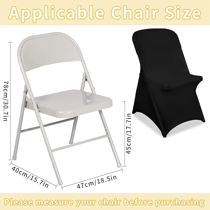 Black Chair Covers Stretch Folding Chair Covers Universal Spandex Fitted Chair Slipcovers for Wedding Dining Party Banquet Holidays Celebration Trade Show Craft Show Decoration (30 Pack)