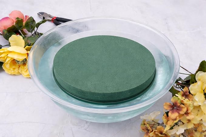 FLOFARE Pack of 6 Floral Foam Round Blocks for Flower Arrangements, Green Florist Flower Foam for Fresh & Artificial Flowers, 7.8" Wedding & Party Décor