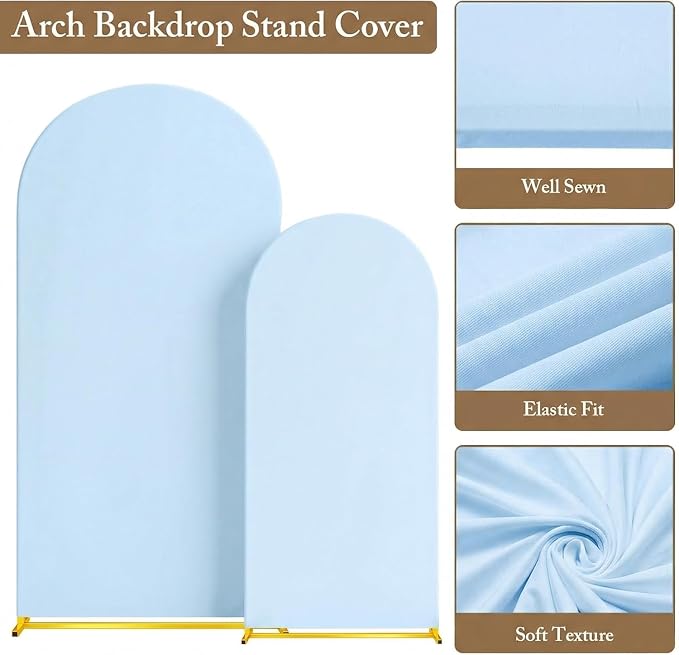 Toolterritary Metal Arch Backdrop Stand and Cover Set, 7.2FT, 6FT | Party Backdrop, Easy to Assemble, For Parties, Birthday, Baby Shower