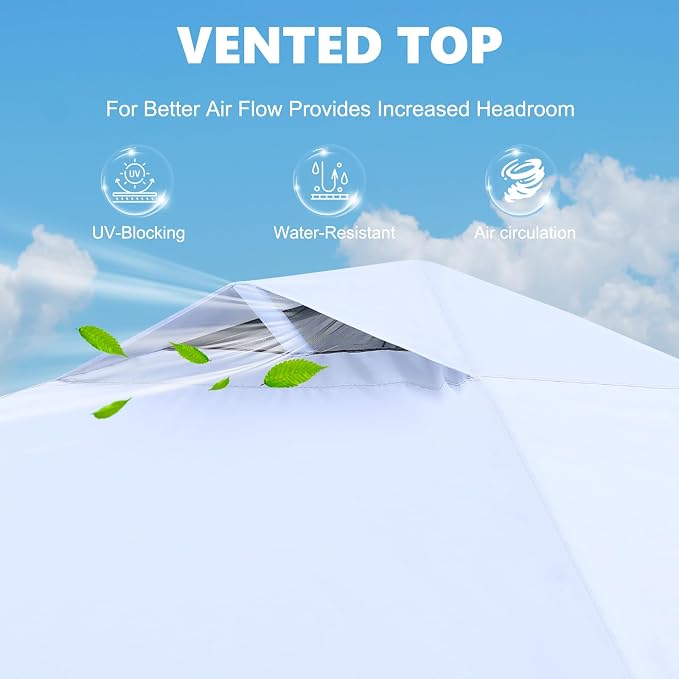 MASTERCANOPY 8x8 Pop Up Canopy Tent with 1 Sidewall, 1 Person Setup Instant Shelter, Outdoor Portable Beach Canopy, 1 Roller Bag, 4 Sandbags, 4 Ropes, 8 Stakes (8x8, White)
