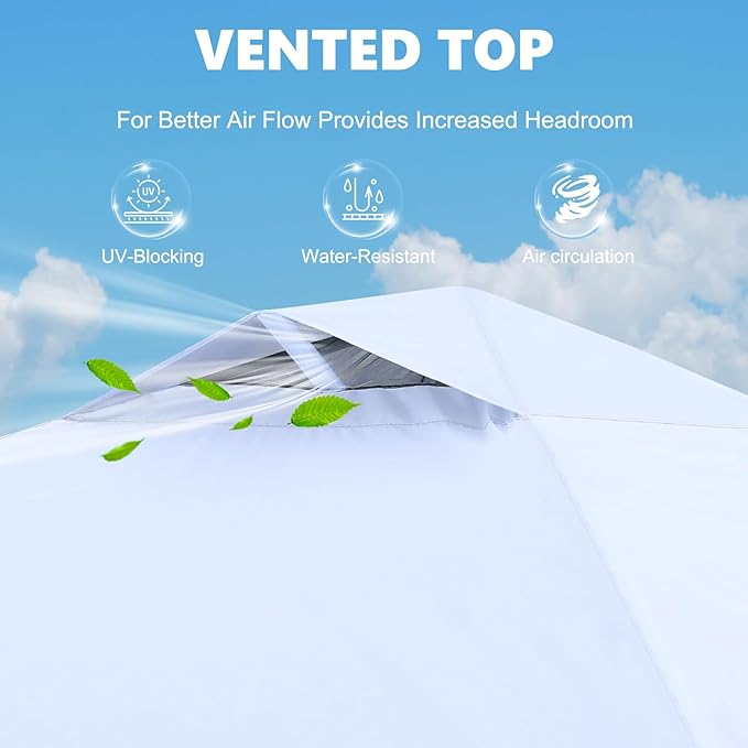 MASTERCANOPY 10x10 Pop Up Canopy Tent with 1 Sidewall, 1 Person Setup Instant Shelter, Outdoor Portable Beach Canopy, 1 Roller Bag, 4 Sandbags, 4 Ropes, 8 Stakes (10x10, White)