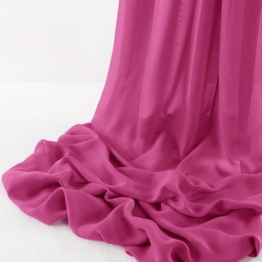 MLMW Chiffon Fabric Sheer Fabric by The Yard 10 Yards 60" Wide Hot Pink Wedding Arch Draping Fabric Sheer Material for Party Backdrop Arch Ceiling Decor