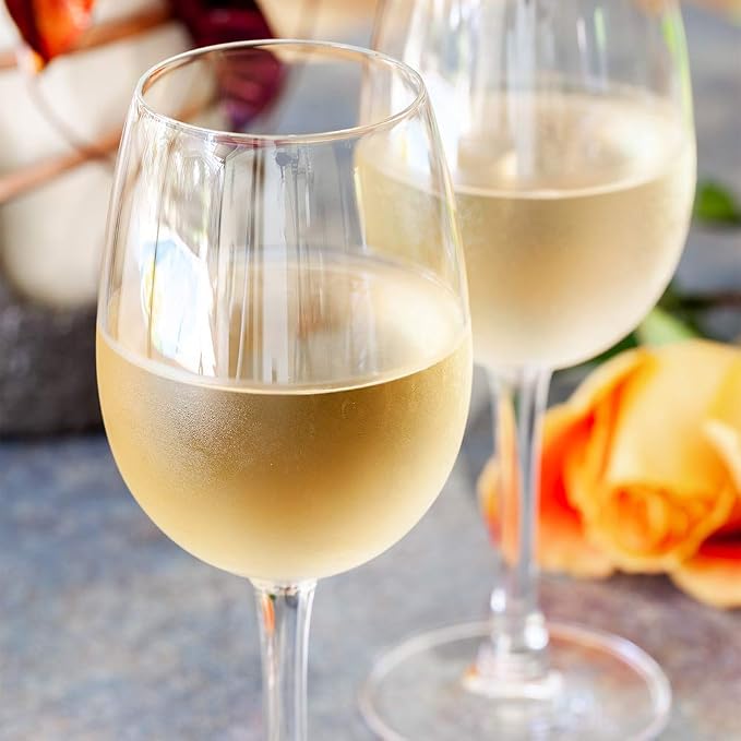 Restaurantware-10.5 Ounce All-Purpose Wine Glasses, Set Of 12 Crystal Stemmed Wine Glasses - For White or Red Wines, Laser-Cut Rim, Fine-Blown Crystal White Glass, Dishwashable Stemware