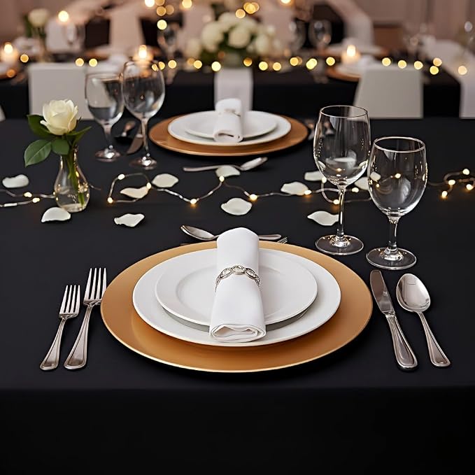 Surmente Black Tablecloth 90 x 156-inch Rectangular Polyester Table Cloth for Weddings, Banquets, or Restaurants