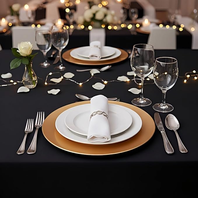 Surmente Black Tablecloth for Rectangle Tables, 90 x 132-inch Rectangular Table Cloth for 6-8 Ft Tables, Polyester Table Cover for Banquets, Parties, Events