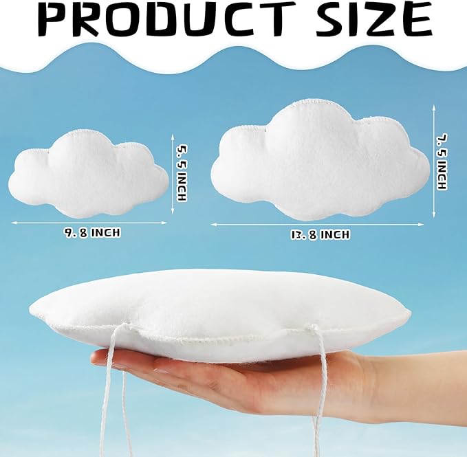 Tingjoo 10 Pcs Clouds for Room Ceiling White 3D Felt Hanging Cloud Decoration Artificial Fake Clouds Ornament for Baby Shower Birthday Party Wedding Baby Nursery Room Stage Show Props