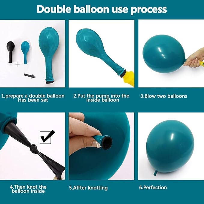 Teal Blue Gold Balloons Double Stuffed Latex Dusty Blue Turquoise Balloon Different Sizes Teal Gold Balloon Garland for Birthday Wedding New Year Anniversary Baby Shower Ocean Party Decor