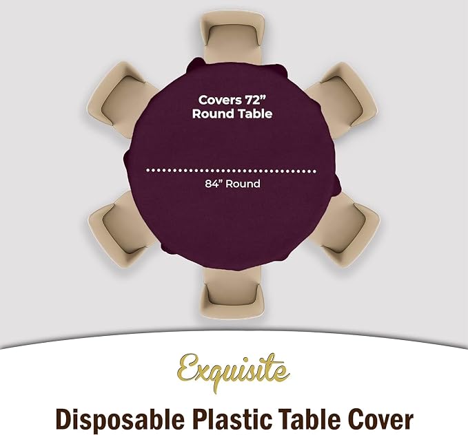 Exquisite Plum Round Tablecloths Plastic Table Cloth Disposable 48 Pack 84" Inch Round Table Cloth Disposable Plum Tablecloths Plastic Tablecloth Indoor/Outdoor Tablecloth Party Supplies