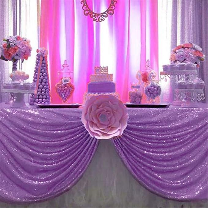 B-COOL Lilac Sparkle Tablecloth Wedding Glitter Tablecloths Table Decorations 50x80Inch Wedding Tablecloths Cake Table Party Cloth for Anniversaries Any Festival