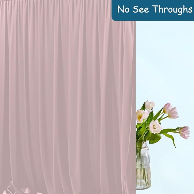 Extra Wide Two Layers One Piece Trade Show Booth Backdrop, Pink, 20x10ft | Chiffon Tulle & Polyester, Extra Wide Blackout Curtains, Theatrical Backdrops