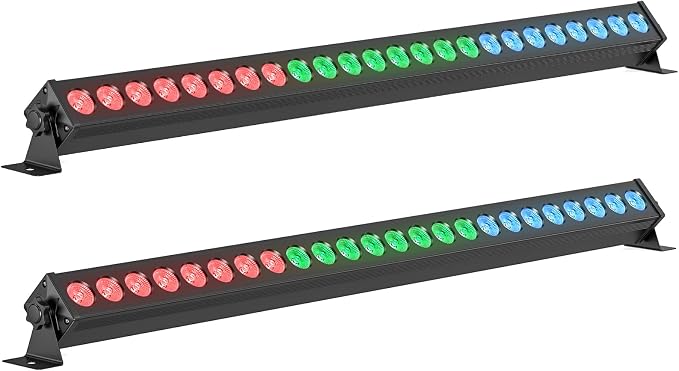 Led Stage Lights Bar,72W 24LEDs RGB Dj Strobe Party Lights Bar 3 in 1 Wall Washer Light Indoor with DMX Control AutoPlay Sound Activated Color Changing for Church Christmas Wedding Dance (2)