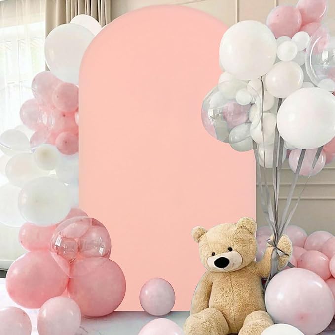 FANPROMS 6.6FT Dusty Rose Arch Cover Wedding Arch Covers for Metal Arch Stand Spandex Arch Cover Birthday Party Balloon Arch Covers Stretchy Backdrop Round Top Backdrop Cover for Weddings