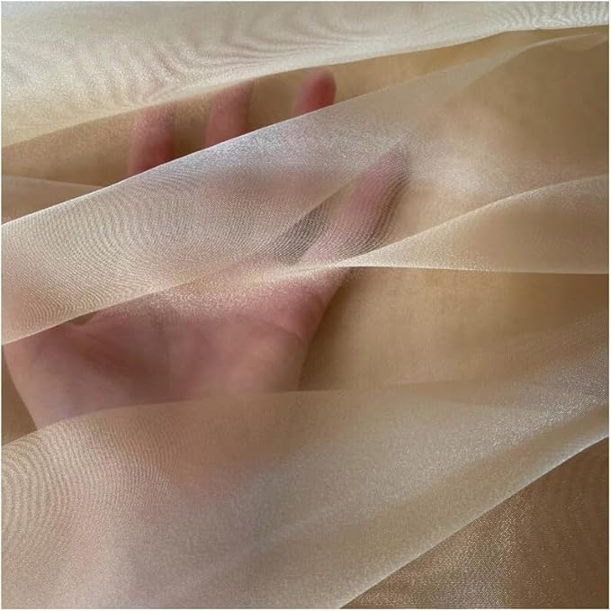 MDS Pack of 15 Yard Sheer Organza Fabric for Wedding Party Home Event Banquet Decorations, Backdrop Curtain Craft Dress Sewing Fashion DIY Crystal Organza Tulle Fabric Bolt 44” Wide - Champagne Gold