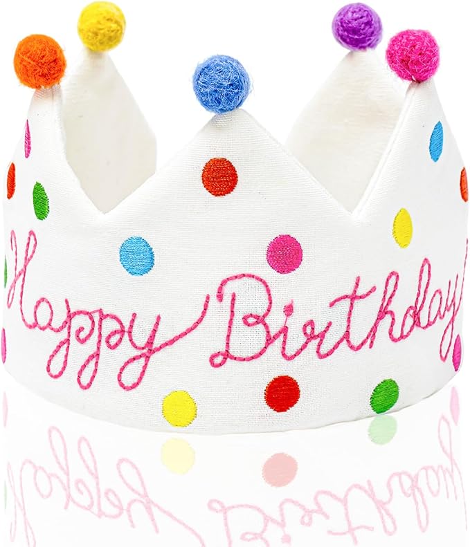Personalized Hand Embroidered Birthday Hats Unique Happy Birthday Crowns Cute Party Hat for Boy Girl Fit All Ages