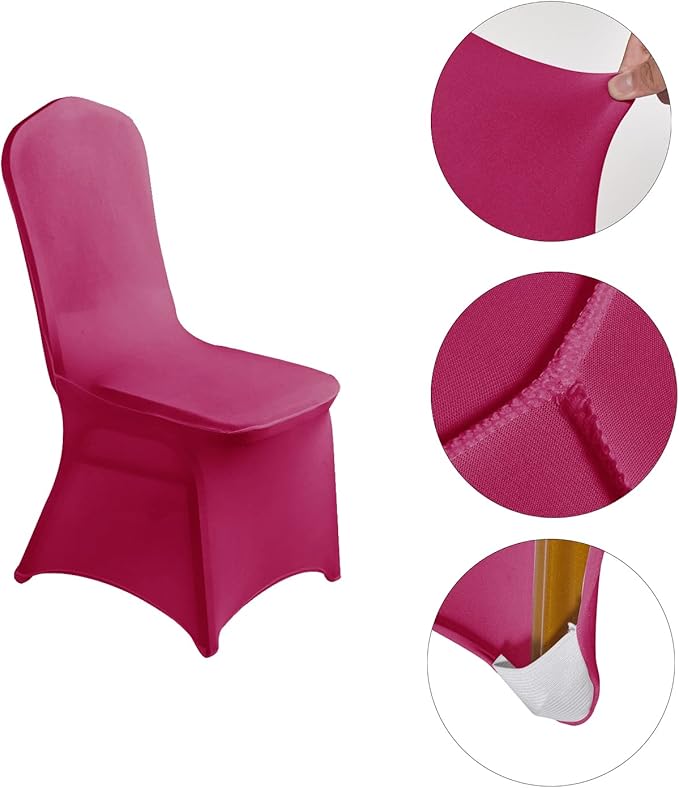LZY 20pcs Spandex Chair Cover Stretch Slipcovers for Wedding Party, Dining Banquet Chair Decoration Covers (Fuchsia, 20)
