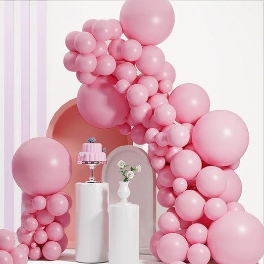 Pink Balloons Different Sizes,Scmdoti Double Stuffed Pink Balloon Arch,Pastel Pink Balloons Garland,18/12/10/5 Inch Pink Balloons for Boho Party, Baby Shower, Birthday, Weddings (Jelly Pink)